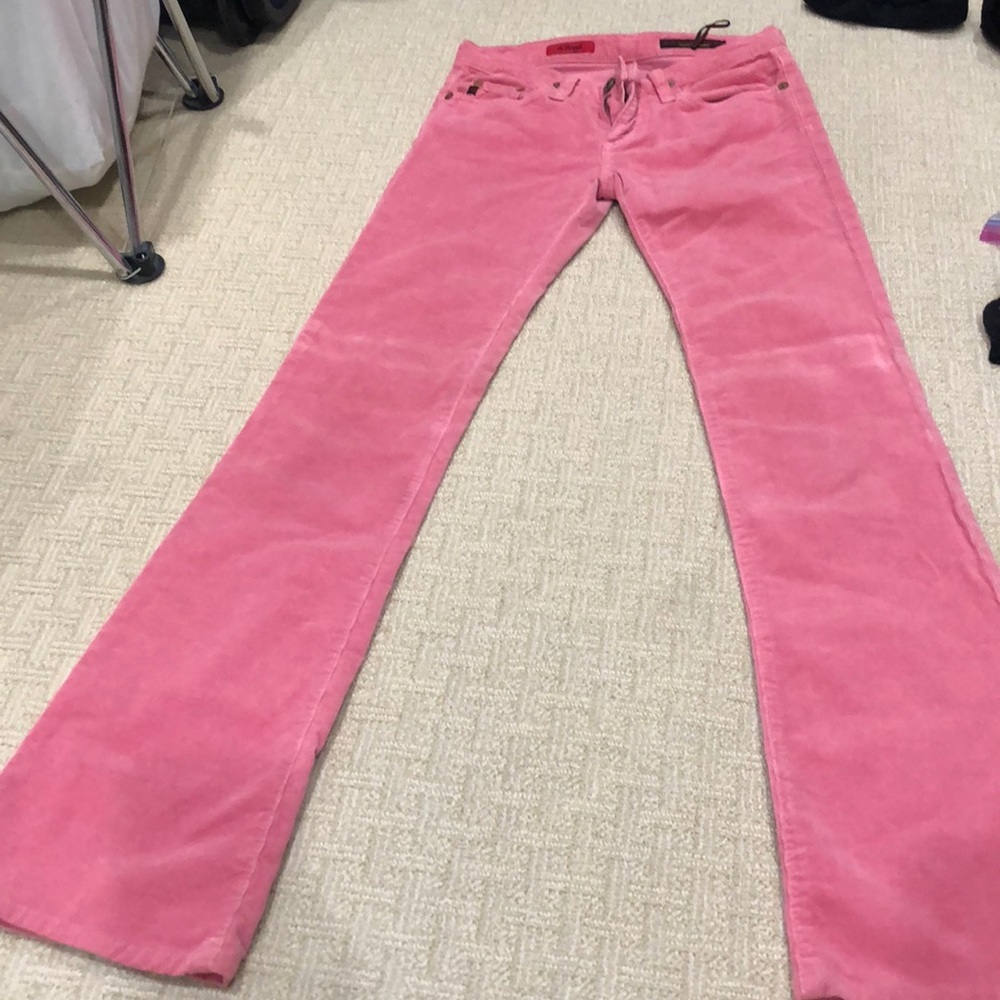 Hot Pink corduroy ( very thin chord). AG Angel cut